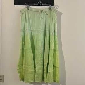Shades of Green Maxi Tiered Skirt Boho Gypsy Lightweight Flowy Maxi Skirt
